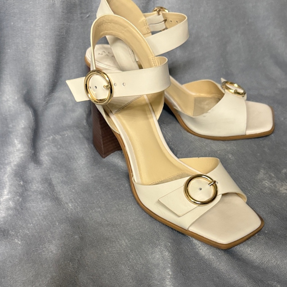 Alex Marie Cream Block Heel Sandals